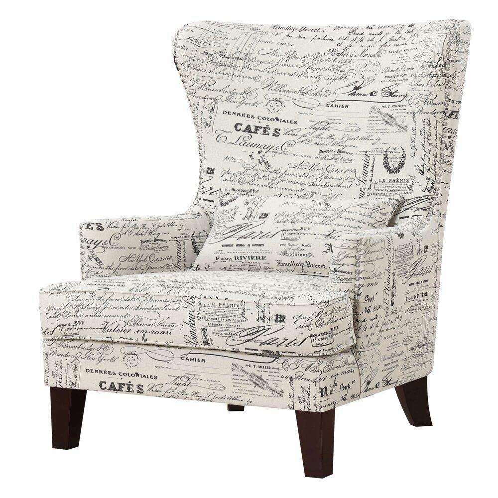 Rent to Own Elements International Kori Accent Chair French Script at